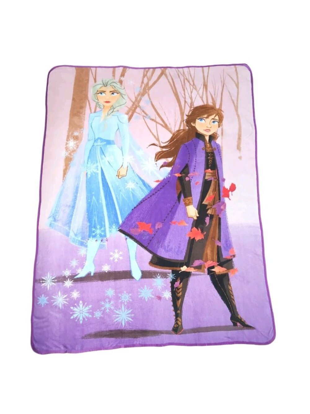 Disney Frozen 2 Kids Plush Blanket 84" X 60" Fleece Elsa & Anna 2019 Snowflakes